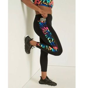 NWT VICTORIAS SECRET PINK ULTIMATE V MESH LEGGING RAINBOW TIE DYE BLACK